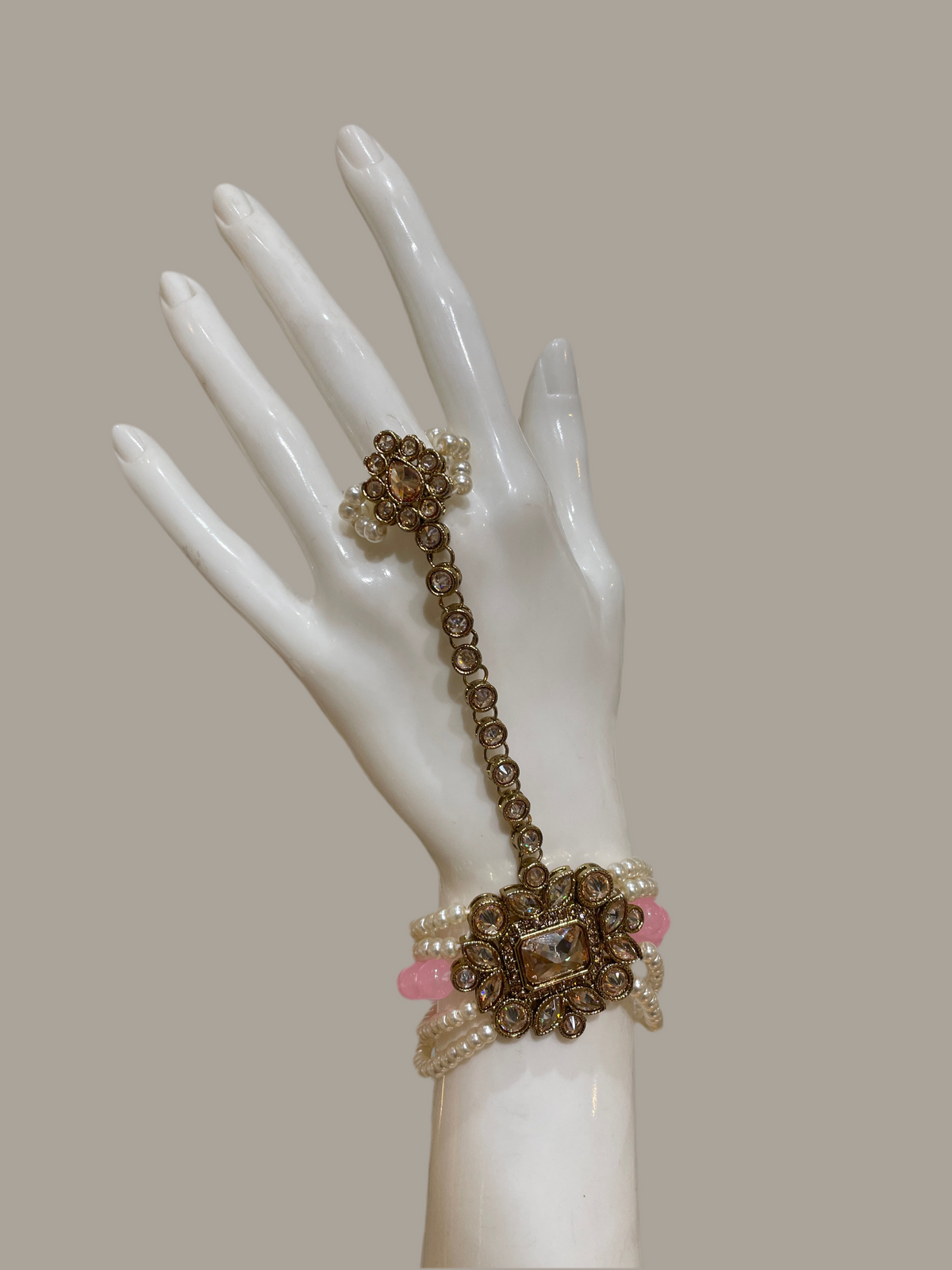 AN08 pink colour polki hand piece