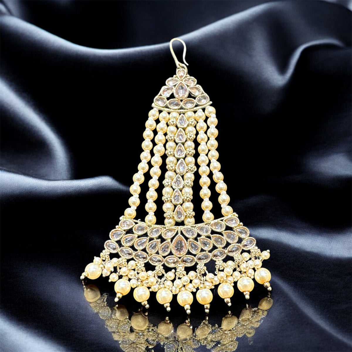 PA58 Full gold colour jhumar with golden pearls