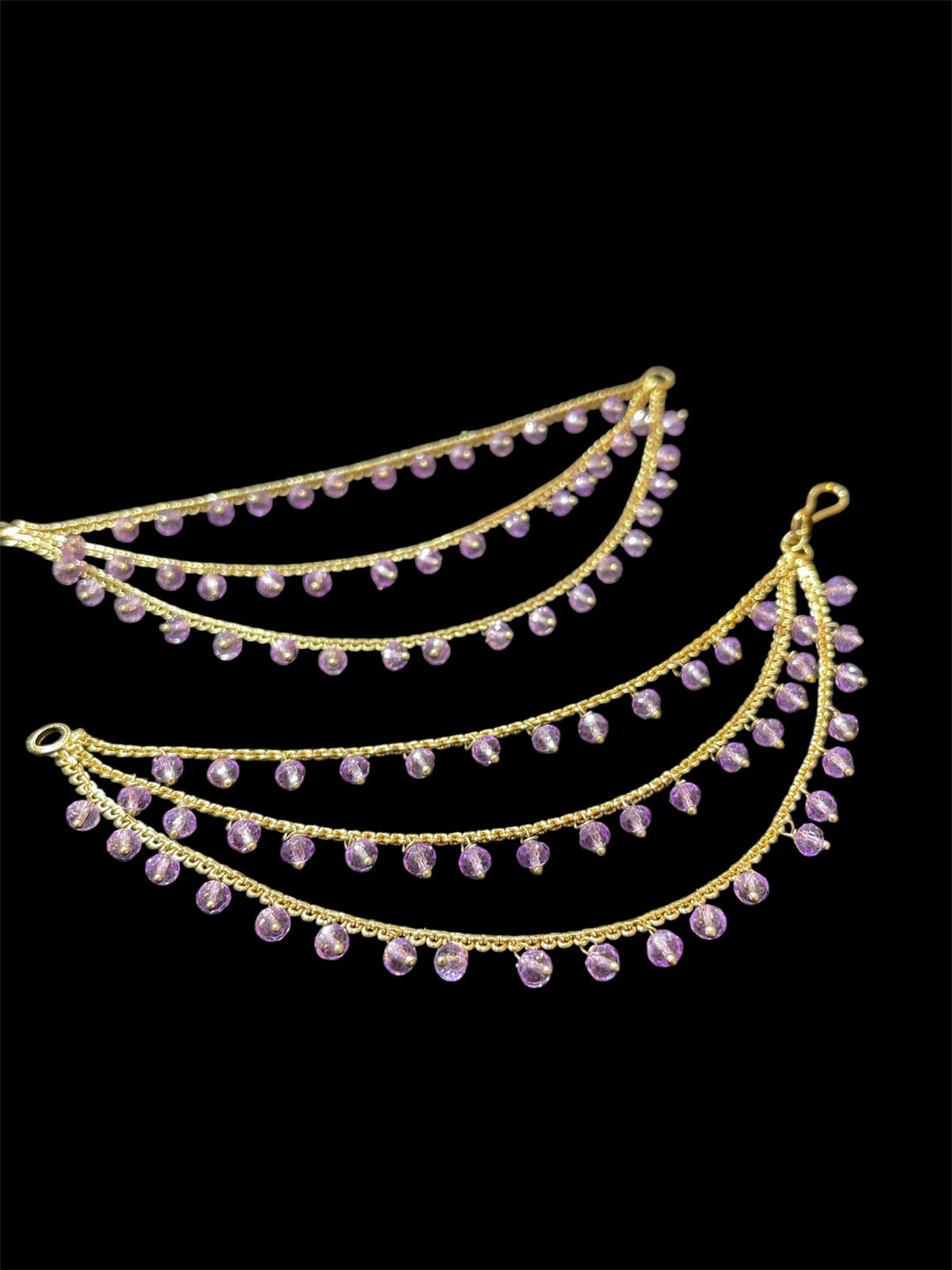 PA053 Full Gold Three Line Sahara with Lilac Beads