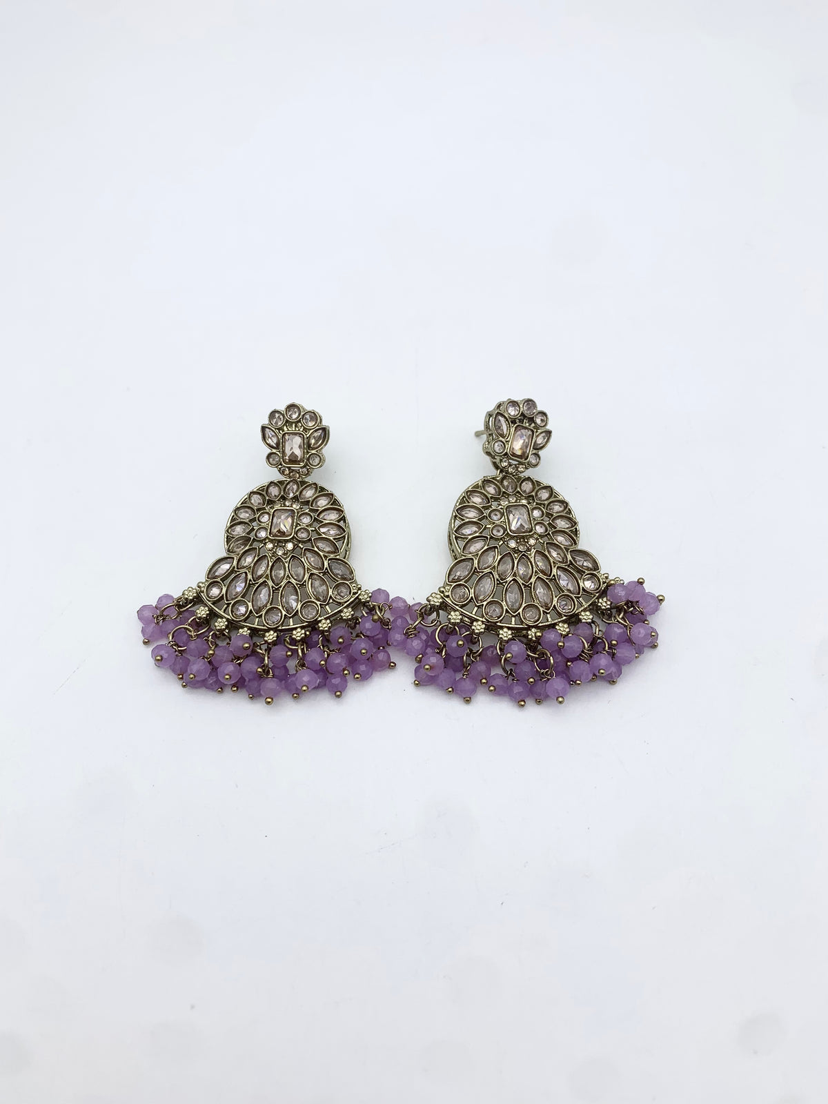AM014 Gold and Lilac necklace set Polki