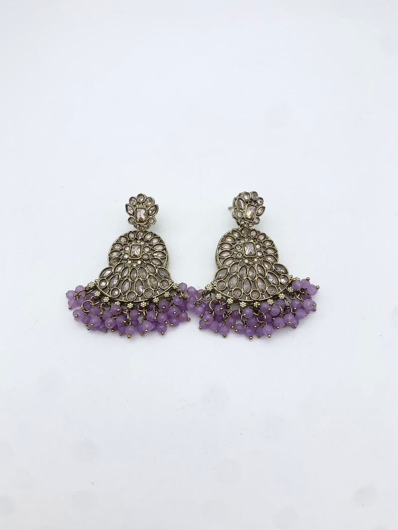 AM014 Gold and Lilac necklace set Polki