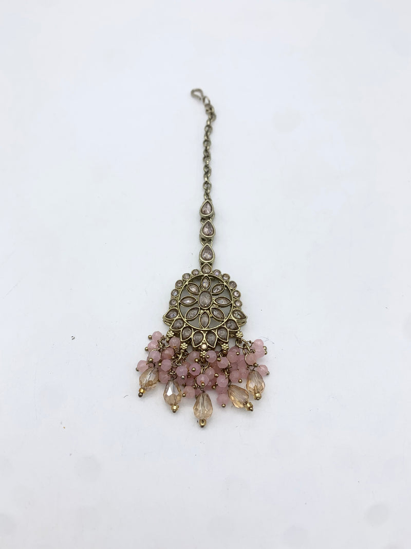 AM013 Gold and Pink necklace set Polki