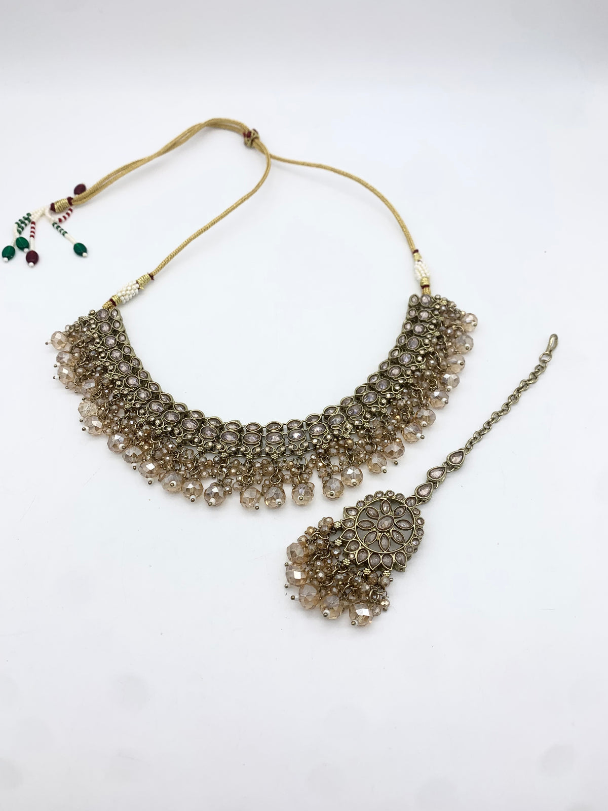AM013 Full Gold necklace set Polki