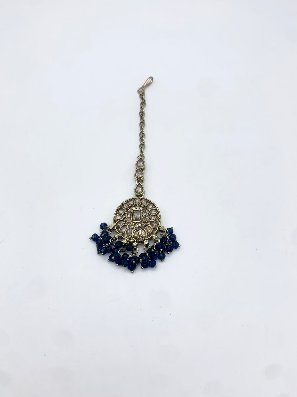 AM014 Gold and Dark Blue Necklace Polki