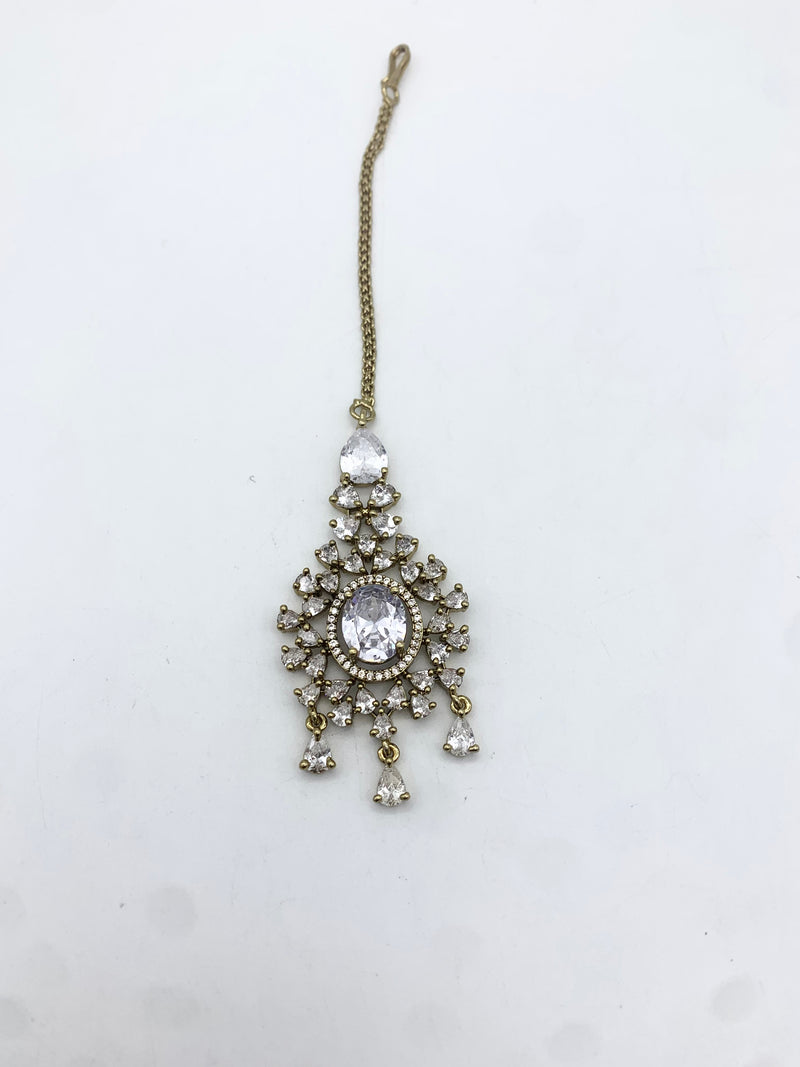 AM300 Gold and White necklace set American diamond