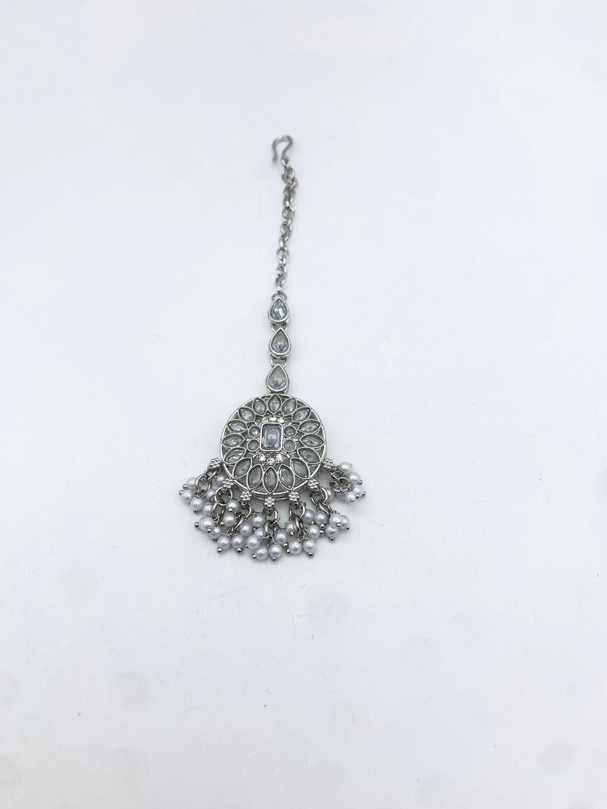 AM014 Silver necklace set Polki