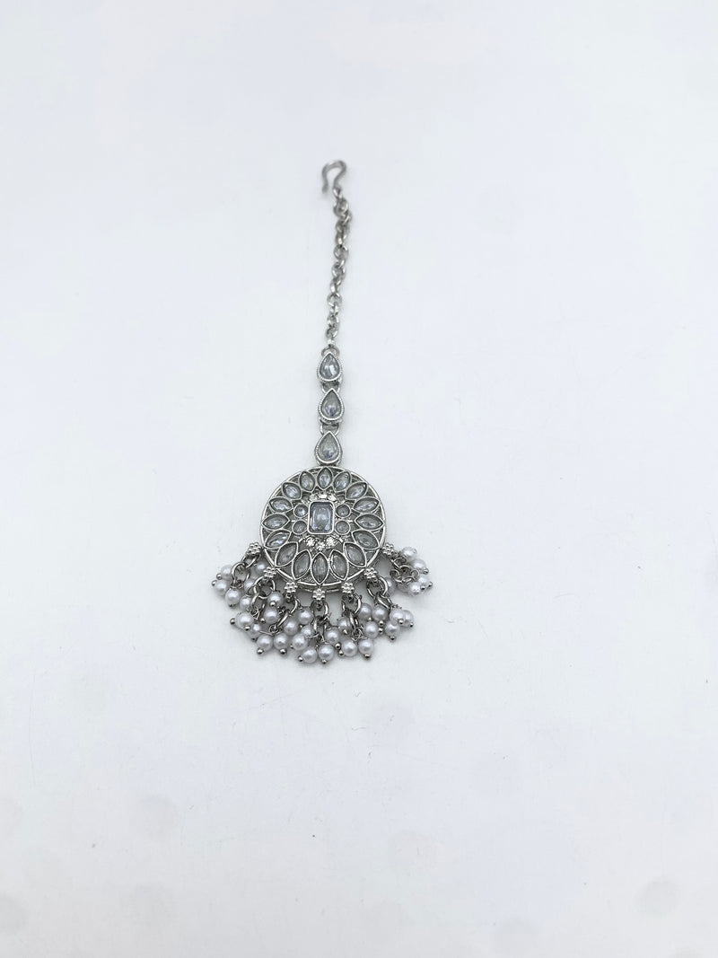 AM014 Silver necklace set Polki