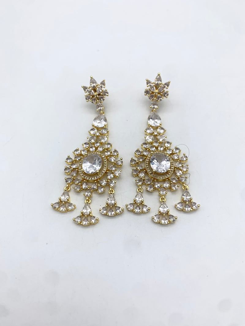 AM300 Yellow Gold necklace set American diamond