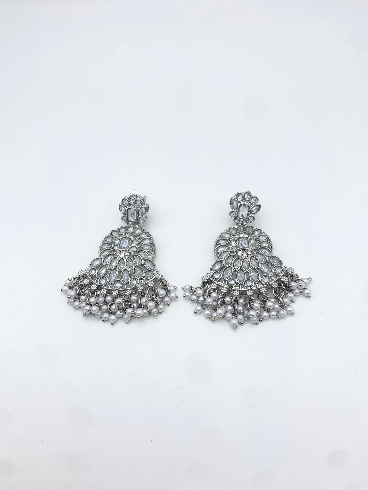 AM014 Silver necklace set Polki