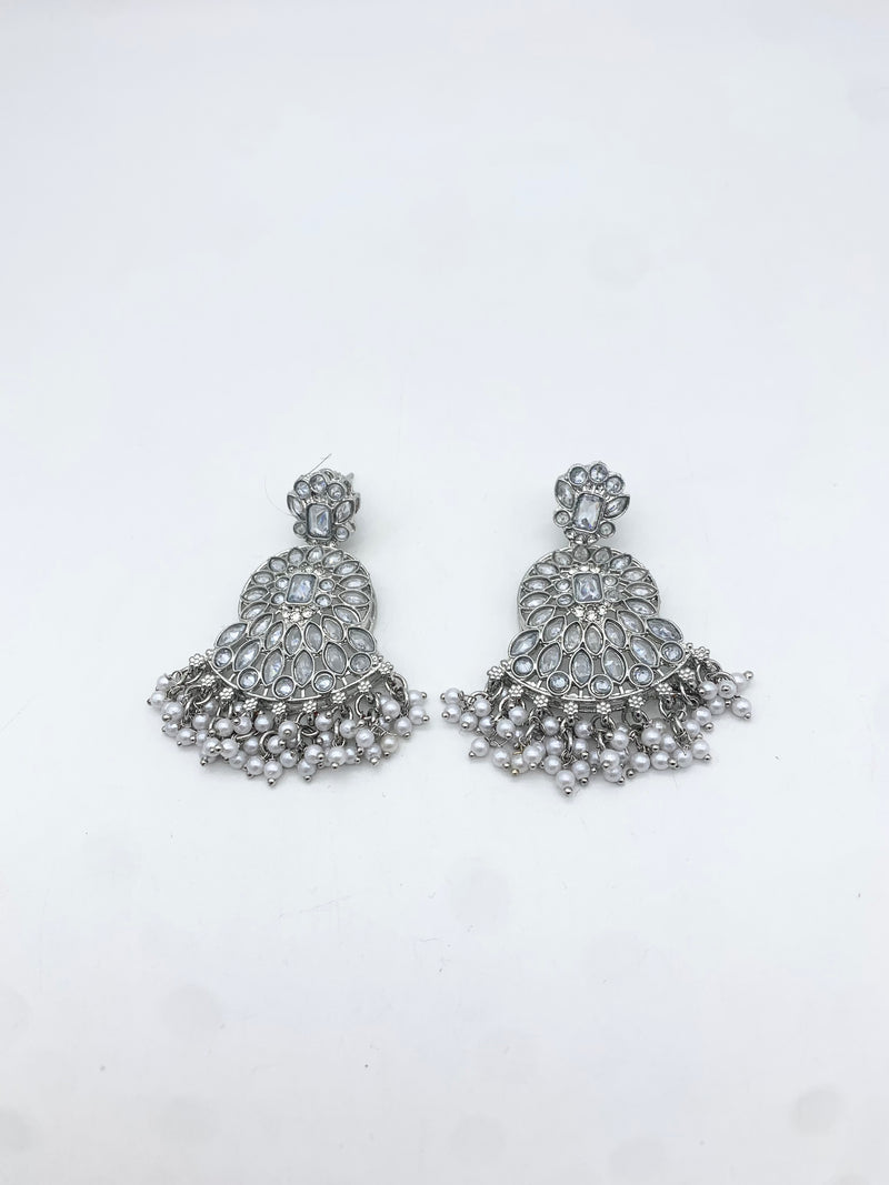 AM014 Silver necklace set Polki