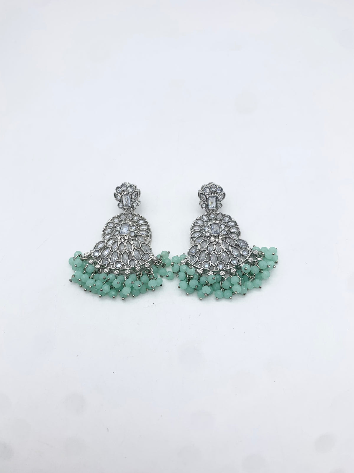 AM014 White and Mint necklace set Polki