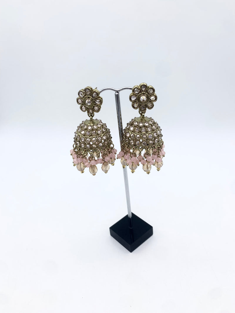 AM013 Gold and Pink necklace set Polki