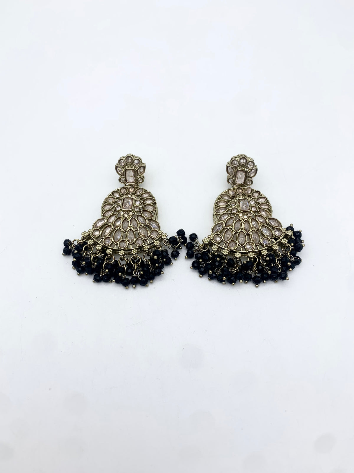 AM014 Gold and Black necklace set Polki