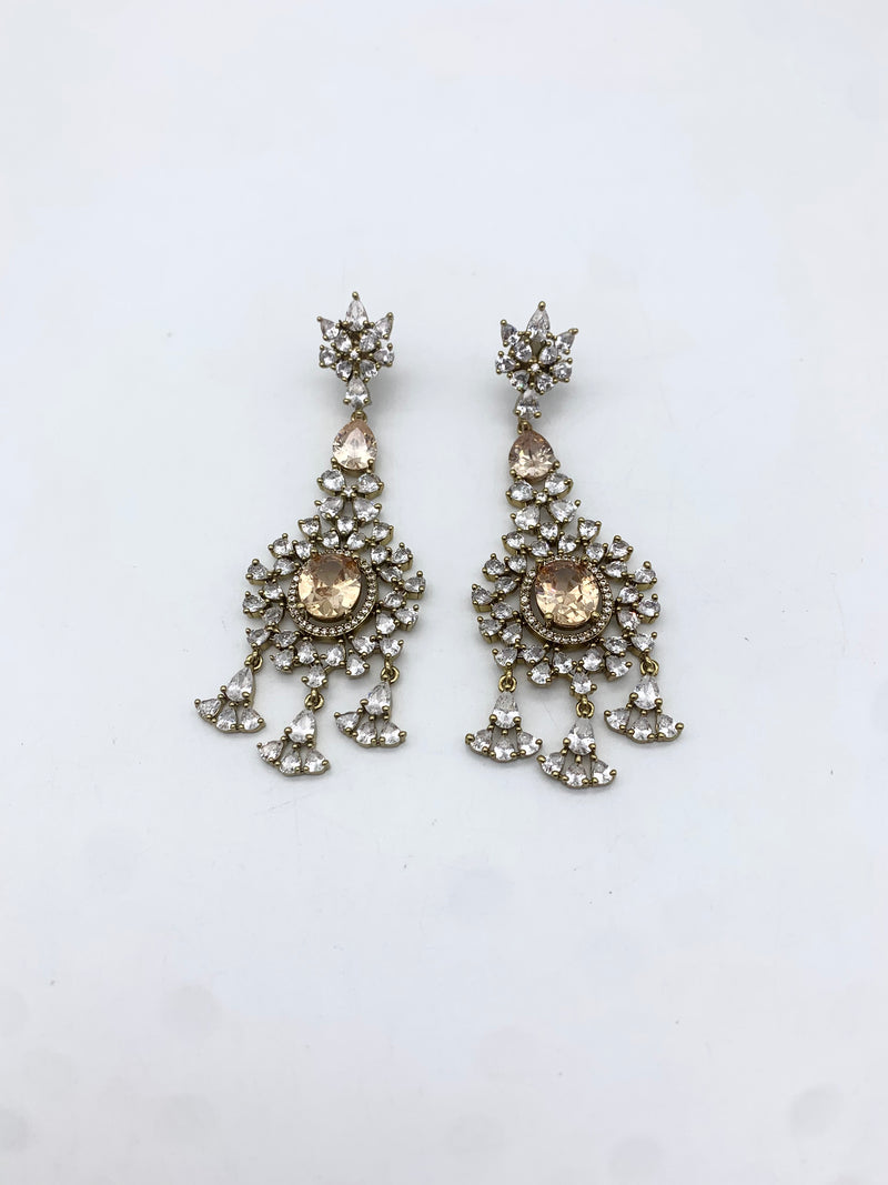 AM300 Antique Gold necklace set American diamond