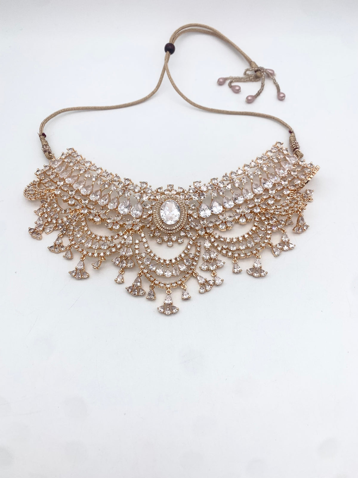 AM300 Rose Gold necklace set American diamond