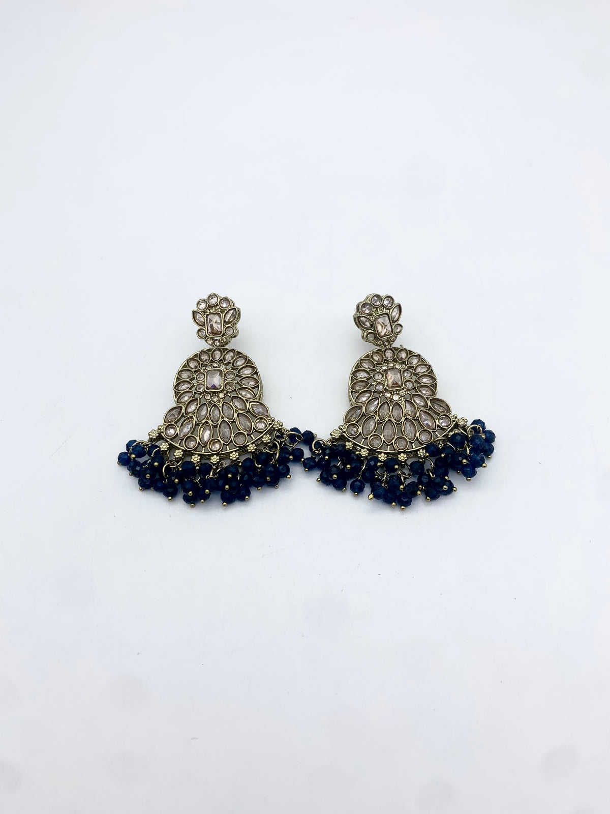 AM014 Gold and Dark Blue Necklace Polki