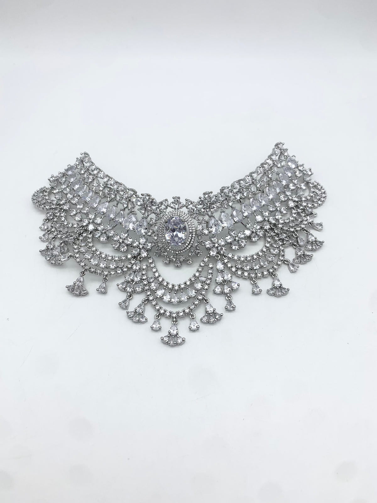 AM300 Silver Necklace set American diamond