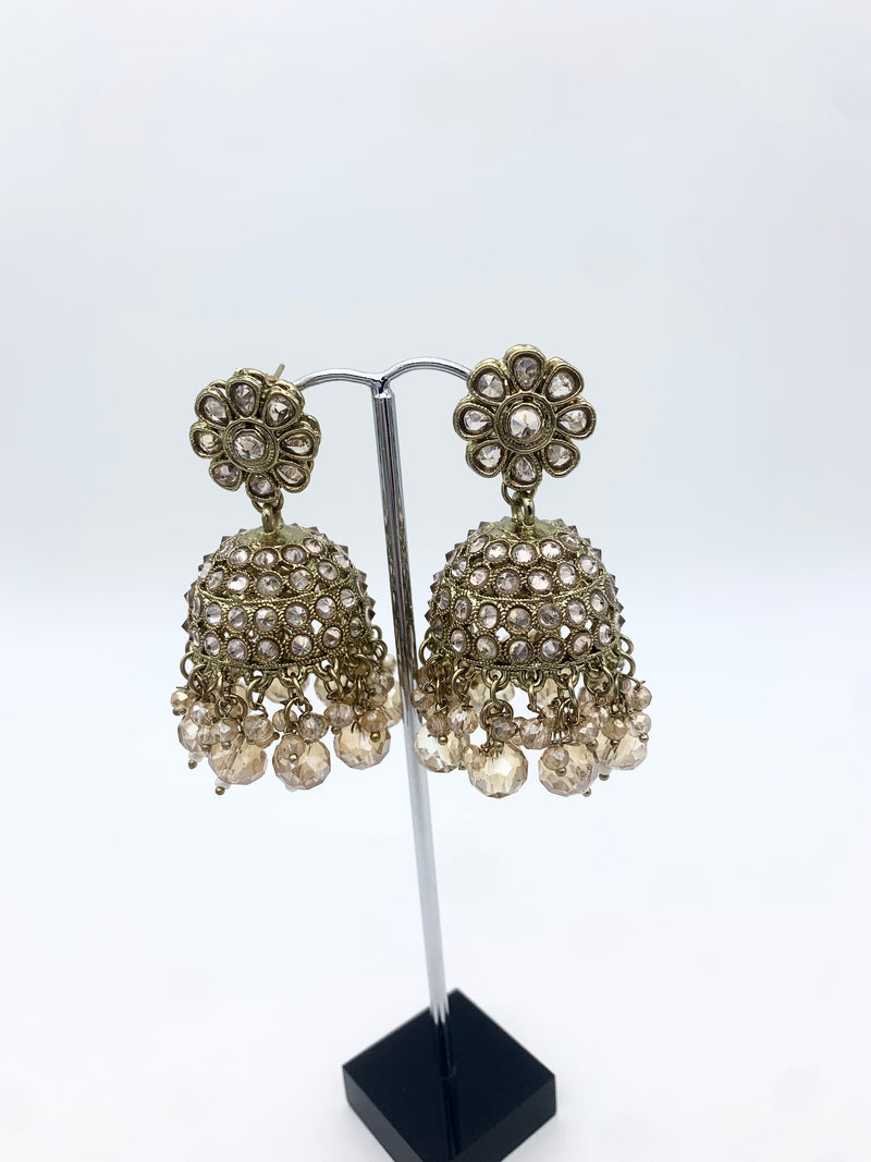 AM013 Full Gold necklace set Polki