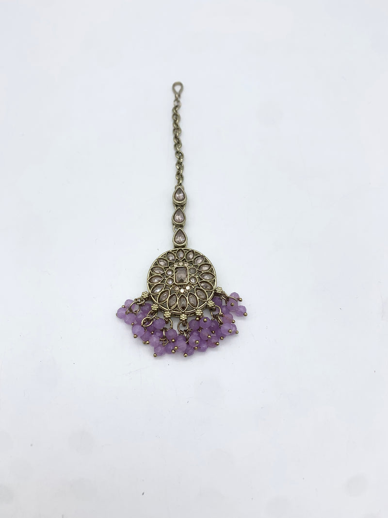 AM014 Gold and Lilac necklace set Polki