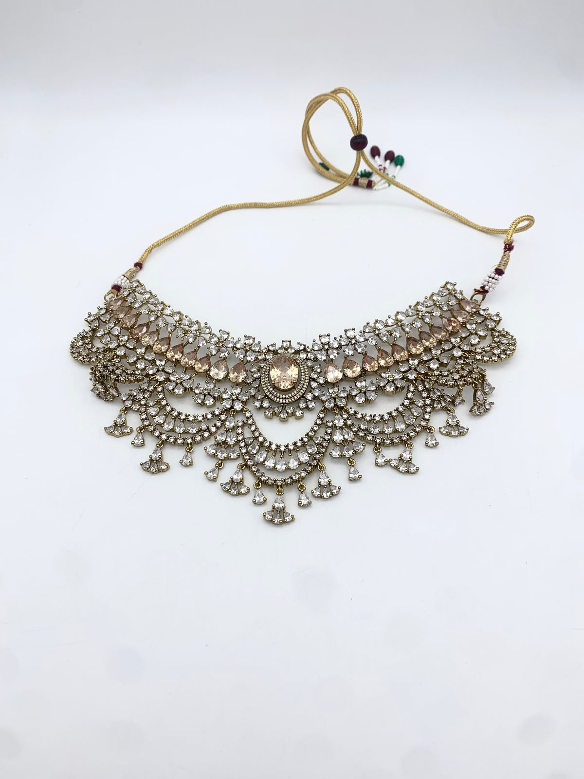 AM300 Antique Gold necklace set American diamond