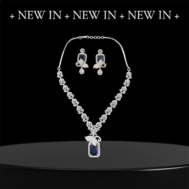 AN18 Silver and Navy AD set with earrings