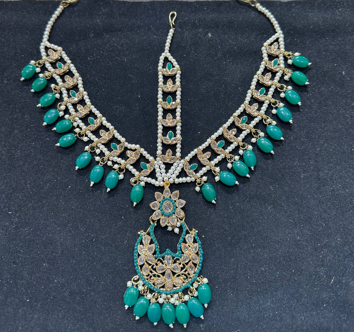 AN169 Teal Polki mathapatti