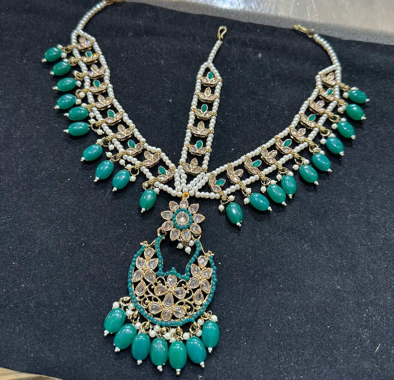 AN169 Teal Polki mathapatti