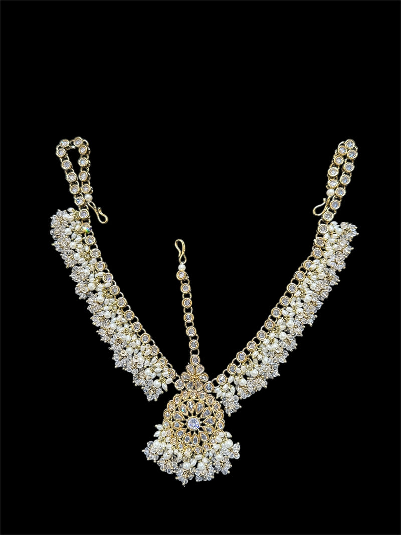 AN0901 Gold and White mathapatti