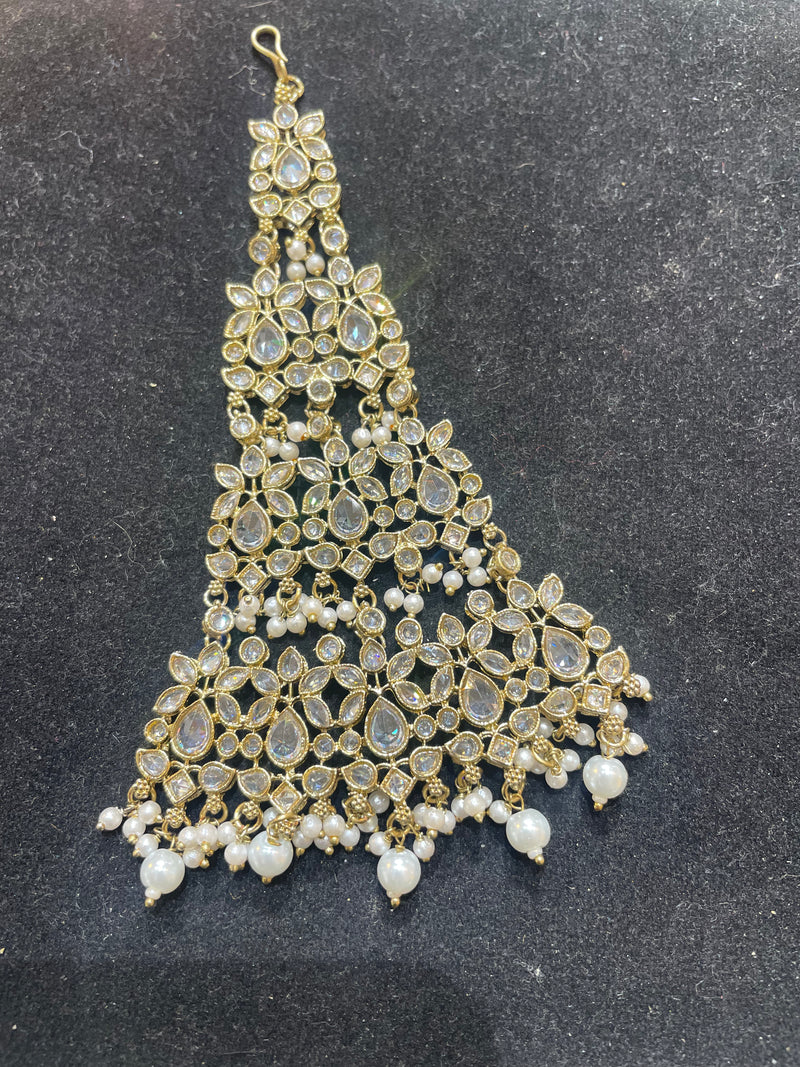 PA36 Gold with white polki jhumar