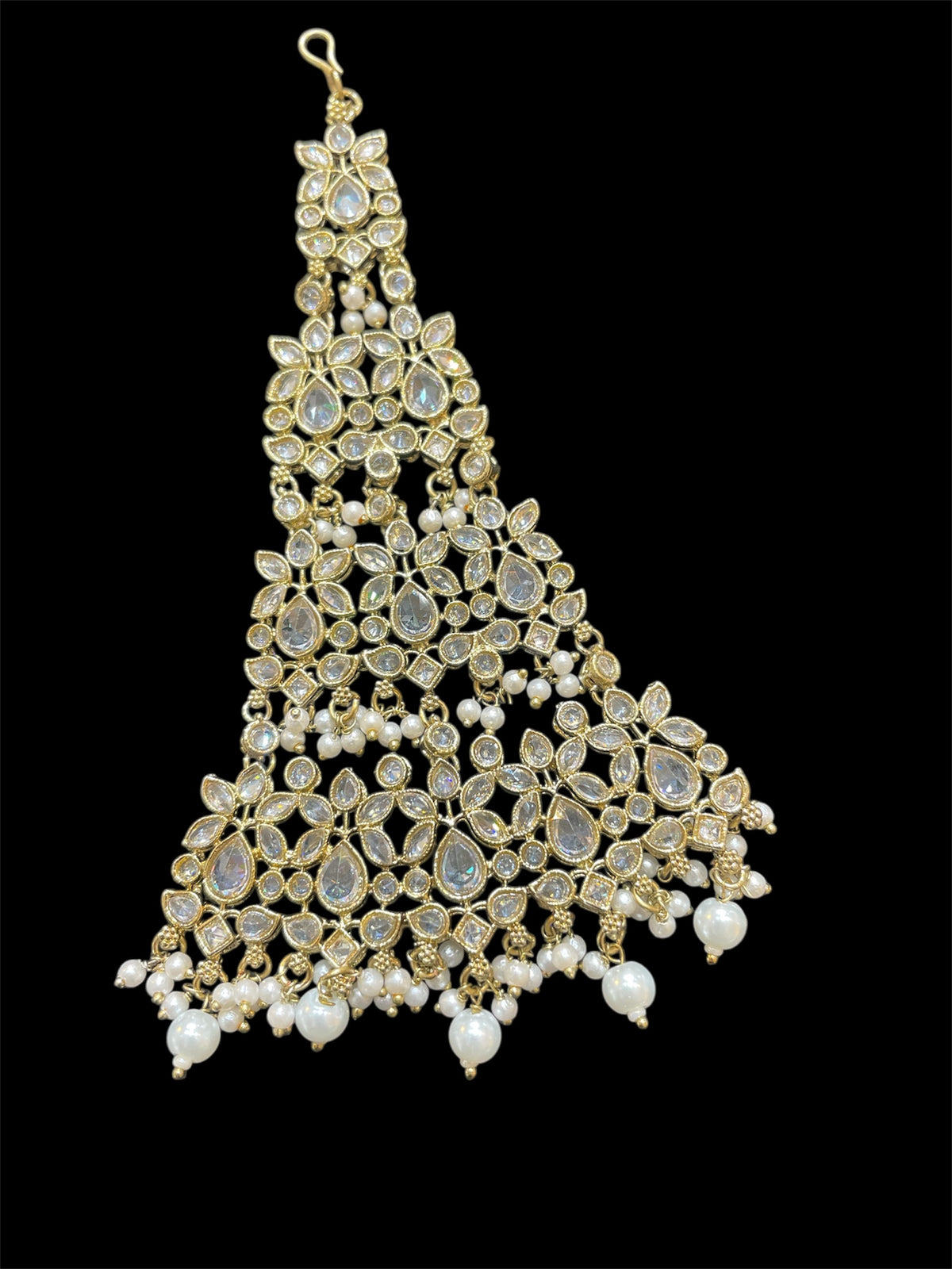 PA36 Gold with white polki jhumar