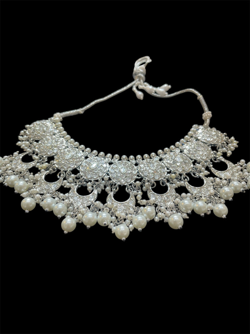 AN788 Silver Mirror Necklace Set