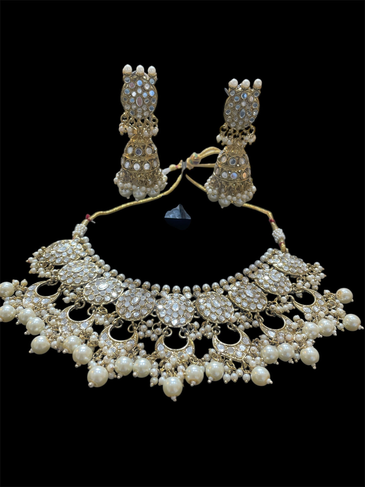 AN788 Antique Gold and Mirror Necklace Set