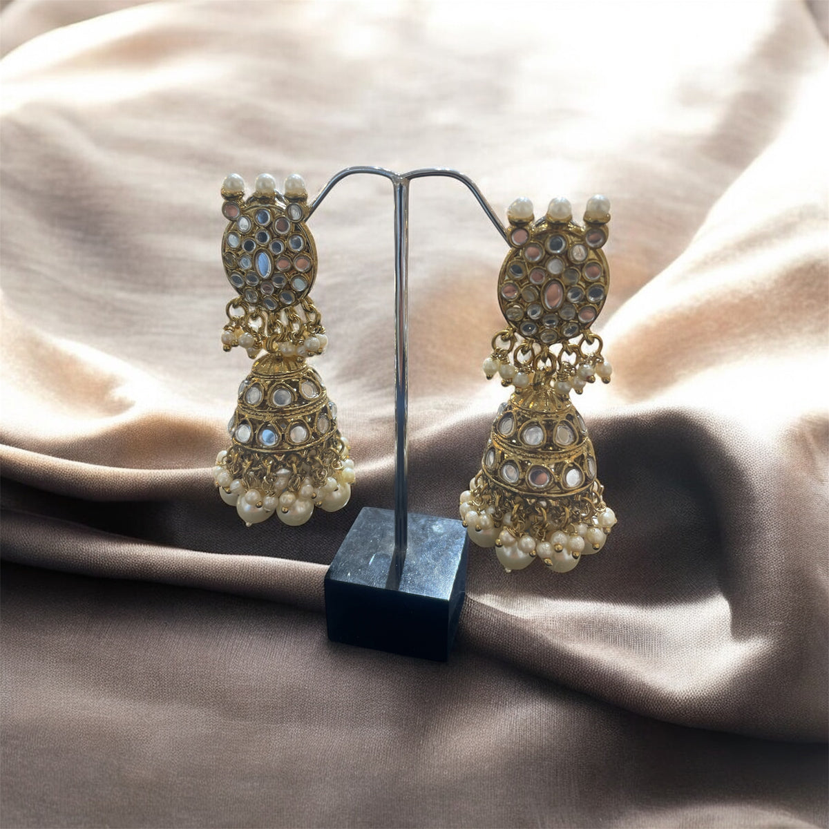 AN788 Antique Gold and Mirror Necklace Set