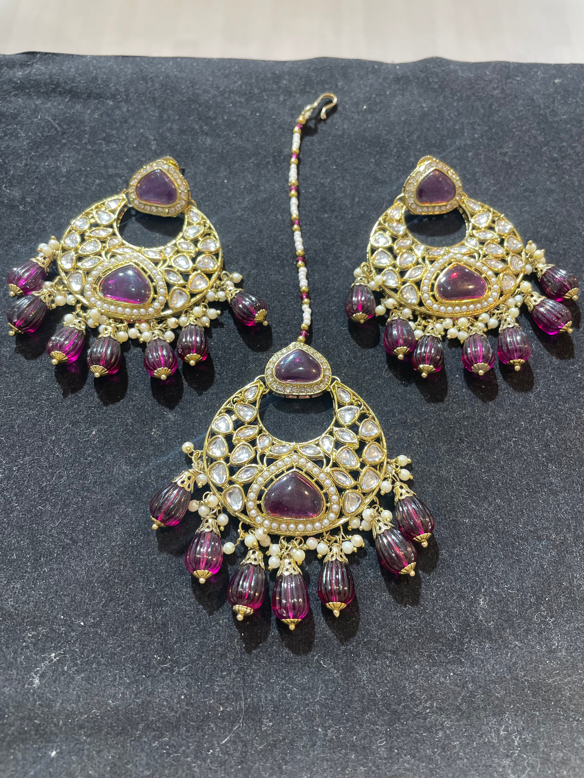 AN456 Dark Purple Kundan Choker Set