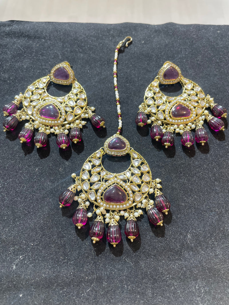 AN456 Dark Purple Kundan Choker Set