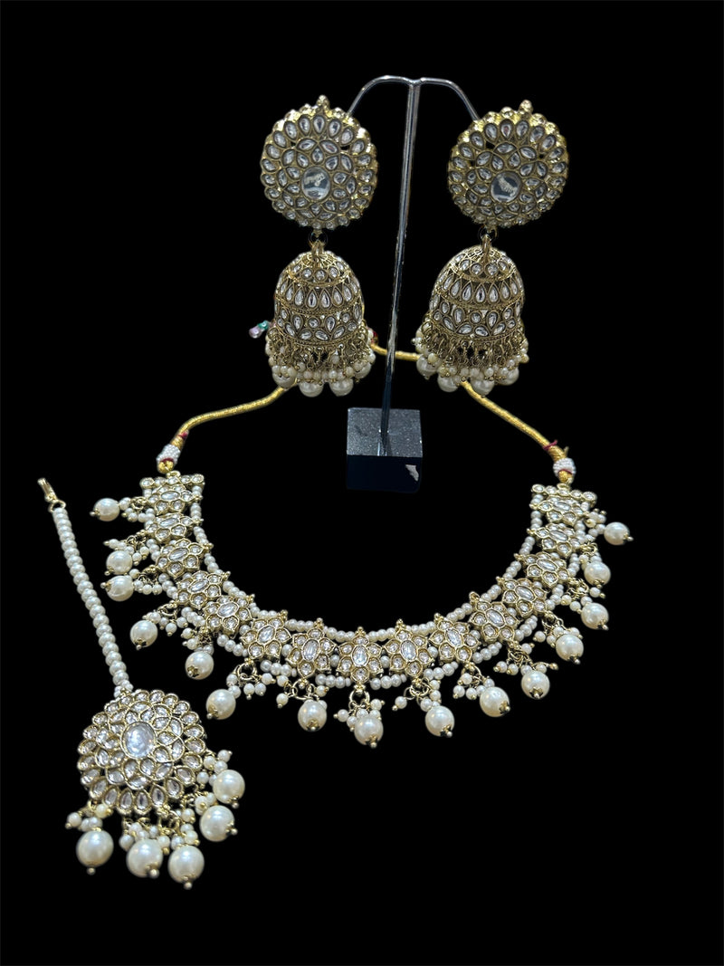 AN566 Antique Gold Kundan Necklace Set