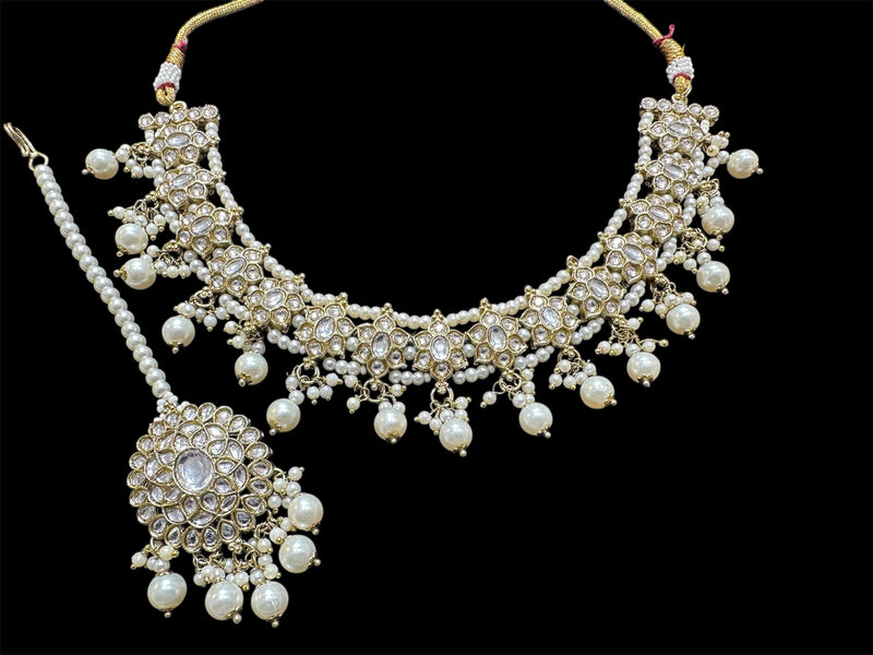 AN566 Antique Gold Kundan Necklace Set