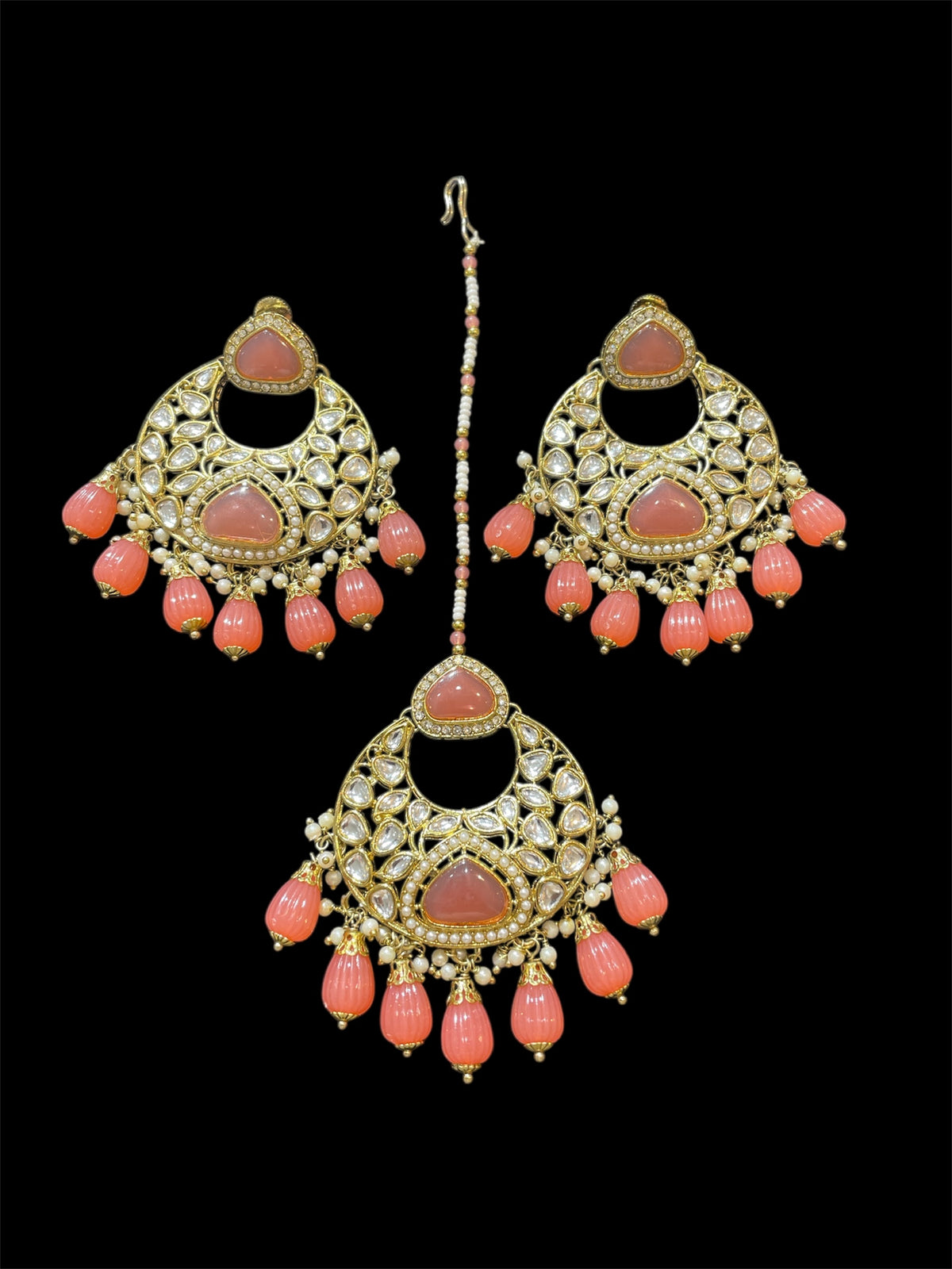 AN456 Dark Peach Kundan Choker Set