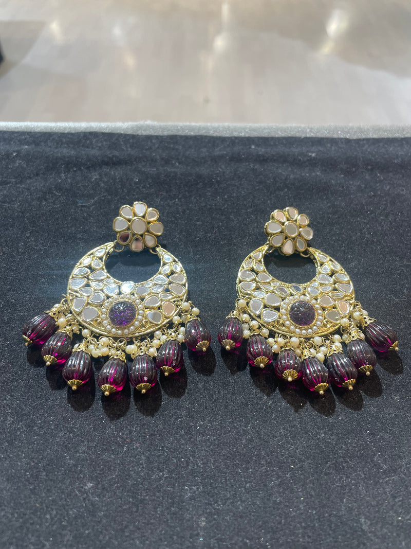 AN660 Dark Purple Choker Set With Mirror Stones