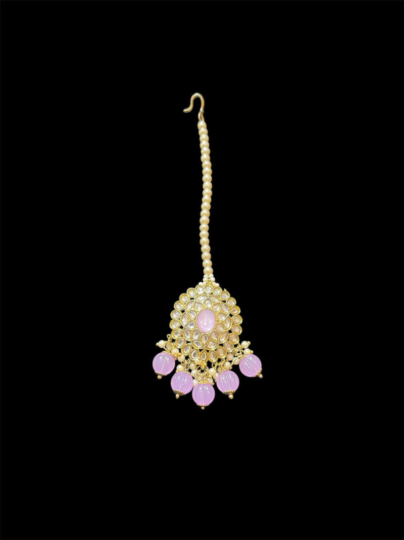 AN566 Lilac With Antique Gold  Kundan Stones Necklace