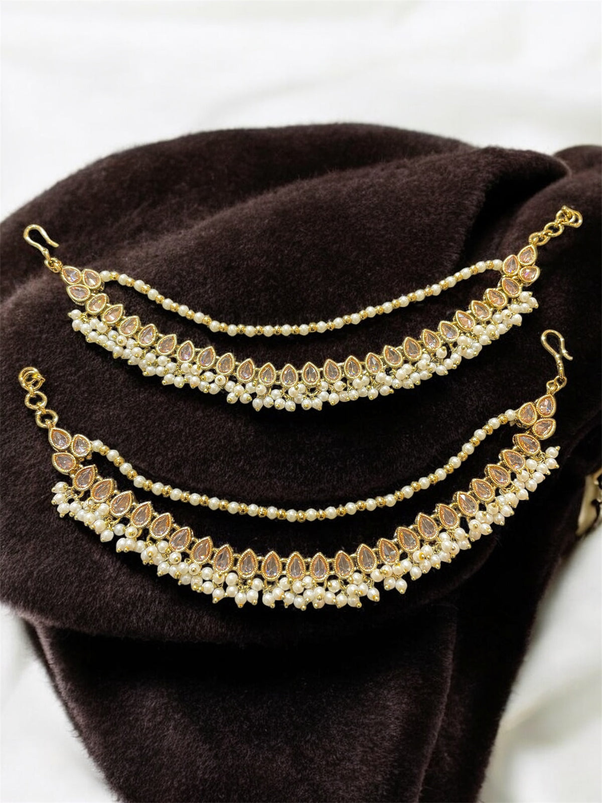 AN201 Double Line Polki Sahara with Full Gold Stones