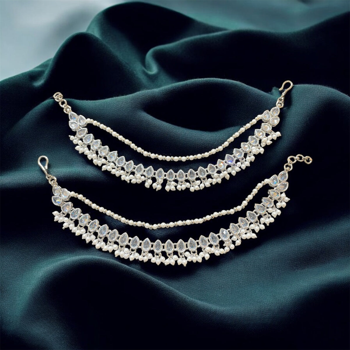 AN201 Double Line Polki Sahara with Silver Stones