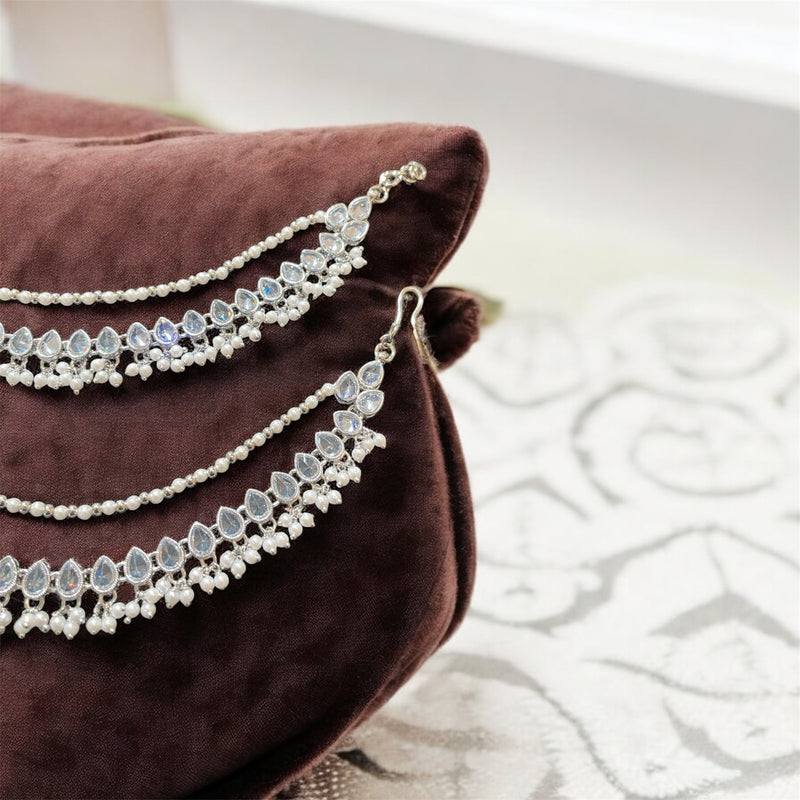 AN201 Double Line Polki Sahara with Silver Stones