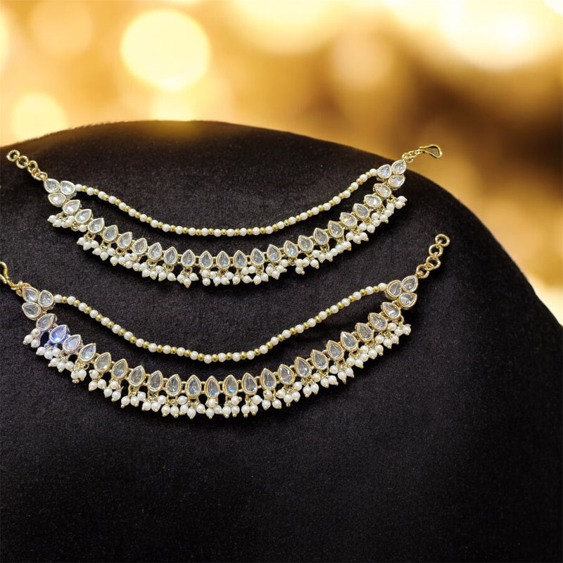 AN201 Double Line Polki Sahara with Gold and white Stones