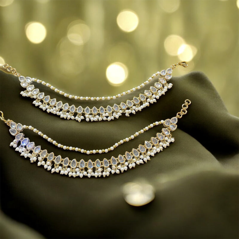 AN201 Double Line Polki Sahara with Gold and white Stones