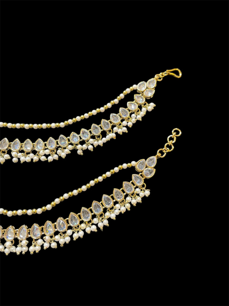 AN201 Double Line Polki Sahara with Gold and white Stones