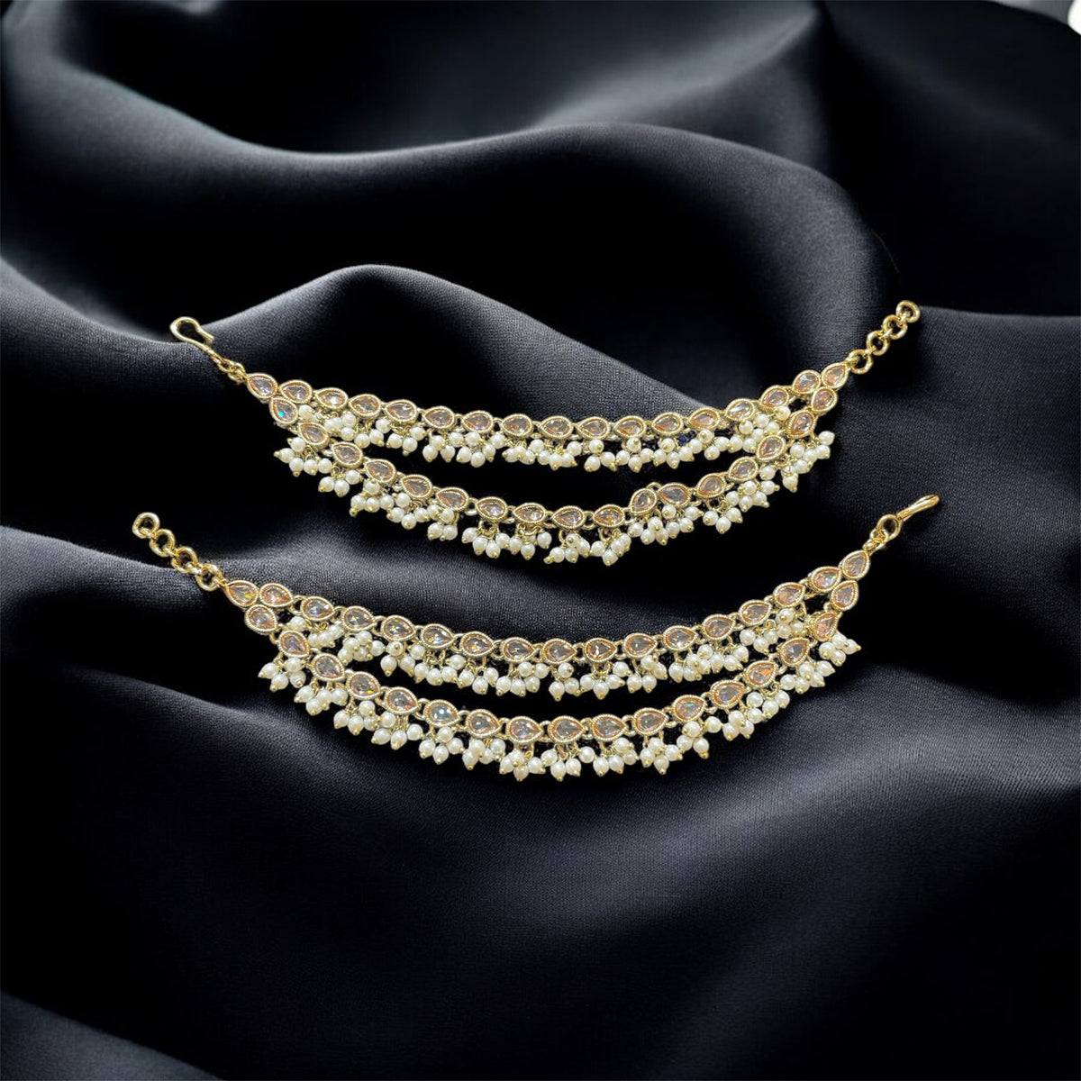 AN202 Double Line Polki Sahara with Full Gold Stones