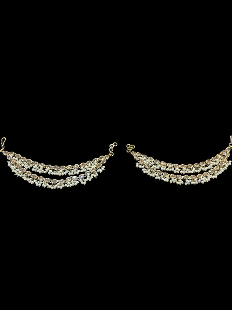 AN202 Double Line Polki Sahara with Full Gold Stones