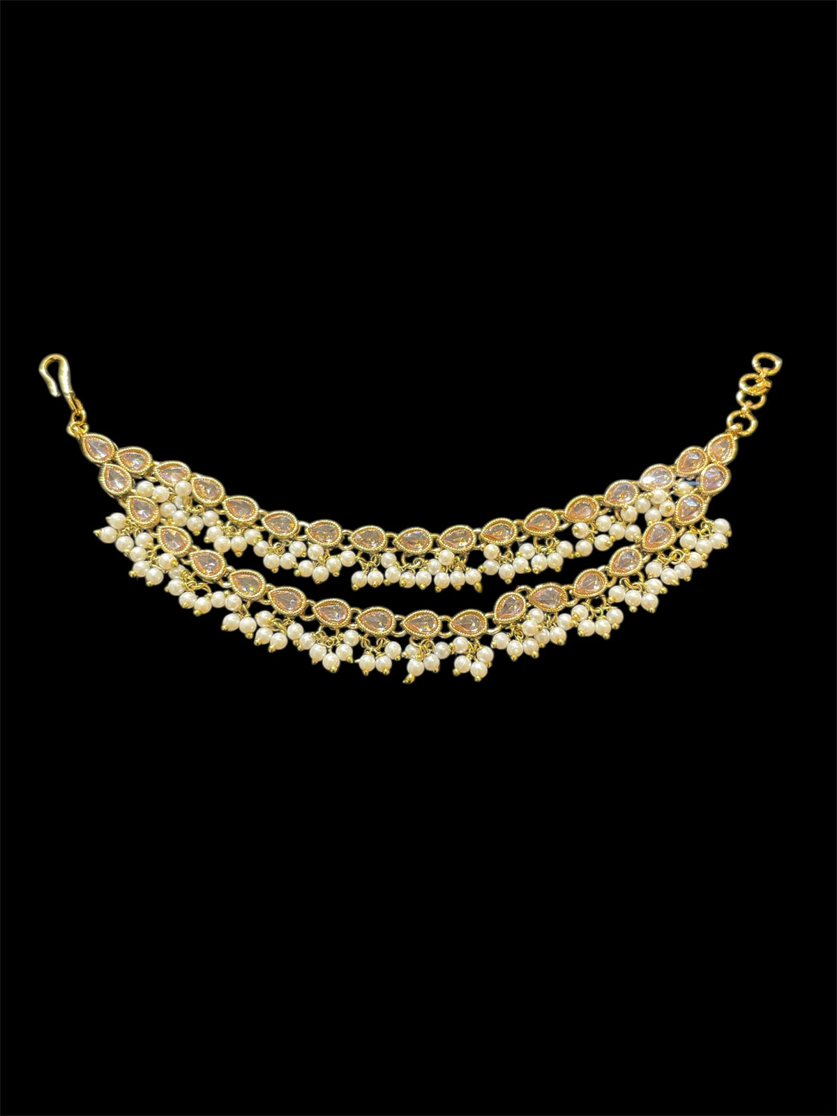 AN202 Double Line Polki Sahara with Full Gold Stones