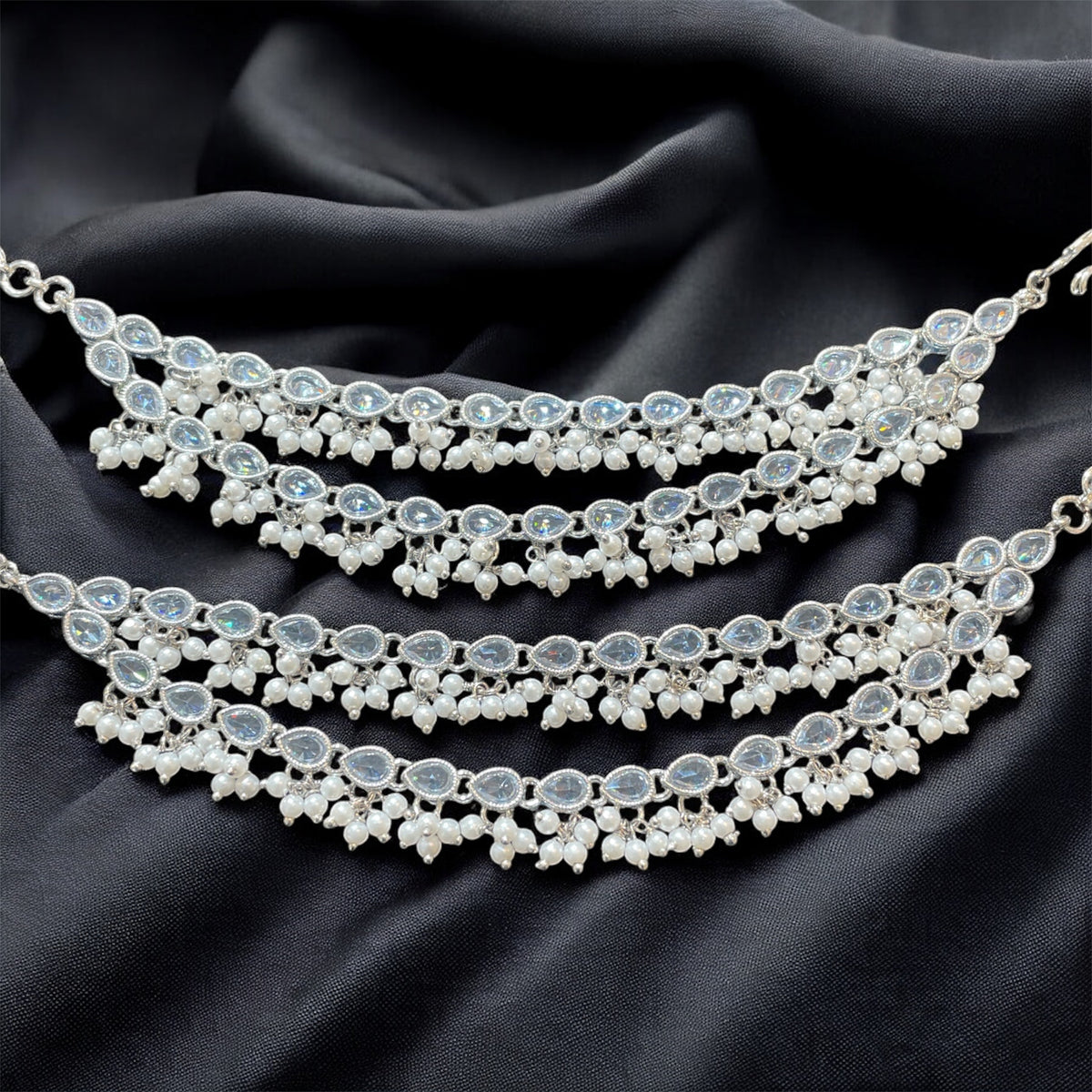 AN202 Double Line Polki Sahara With Silver Stones